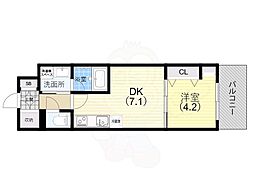 レオンコンフォート神戸駅前 1DKの間取図画像