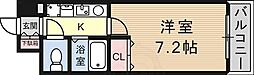 エスポワール三宮パート2 1Kの間取図画像