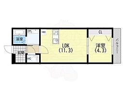 ノワール八代本町 1LDKの間取図画像