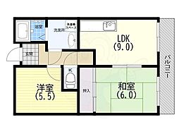 エクラシア鷹取駅前 2LDKの間取図画像