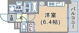 パシフィックレジデンス神戸八幡通 ワンルームの間取図画像