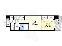 セレニテ神戸ミラクノール 2Kの間取図画像