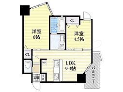 プリオーレ神戸大開通 2LDKの間取図画像
