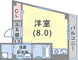 パイン神戸元町 ワンルームの間取図画像