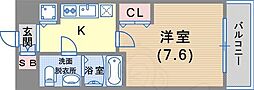 S・RESIDENCE神戸磯上通 1Kの間取図画像
