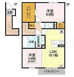 D-ROOM 天が岡 2LDKの間取図画像