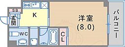 エスポワール春日野道2 1Kの間取図画像