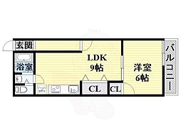 ビーコート熊内 1LDKの間取図画像