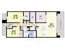 ジオ神戸中山手通 2SLDKの間取図画像