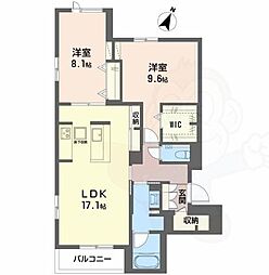 グレイス神戸住吉 2LDKの間取図画像