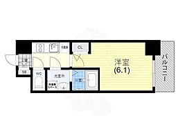 エスリード神戸兵庫駅ミッドポート 1Kの間取図画像