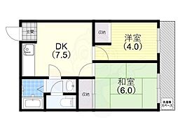 明泉寺ハイツ 2DKの間取図画像