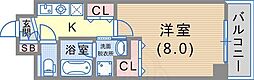 マリンシティ三宮 1Kの間取図画像
