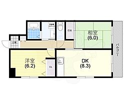 アーネスト須磨 2DKの間取図画像