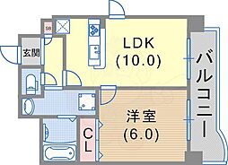 PARCIO三宮フラワーロード 1LDKの間取図画像