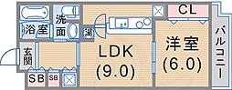 カトルセゾン 1LDKの間取図画像