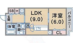 カトルセゾン 1LDKの間取図画像