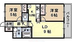 アーバネックス元町通 2LDKの間取図画像
