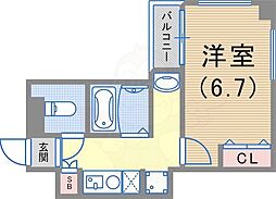 CITYSPIRE神戸元町 1Kの間取図画像