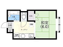 Tハイツ-1 1Kの間取図画像