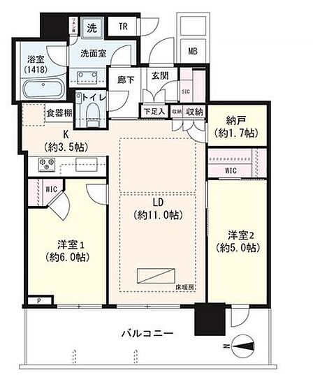 2LDK 間取り