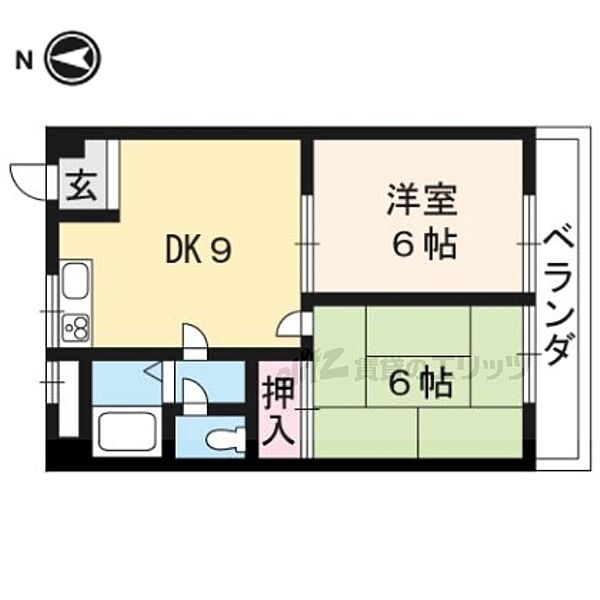 京都府京都市左京区上高野薩田町(賃貸マンション2DK・2階・41.76㎡)の写真 その2