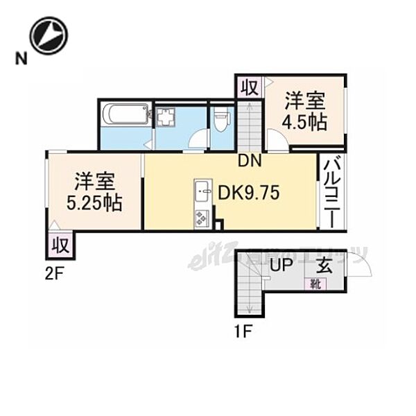 仮）左京区上玄京町ハイツ 202｜京都府京都市左京区田中上玄京町(賃貸アパート2LDK・2階・50.45㎡)の写真 その2