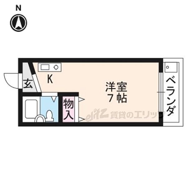 リバティハウス 405｜京都府京都市北区上賀茂葵田町(賃貸マンション1R・4階・16.20㎡)の写真 その2