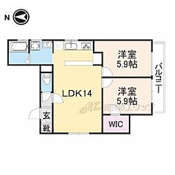 グレース紫竹 2LDKの間取図画像