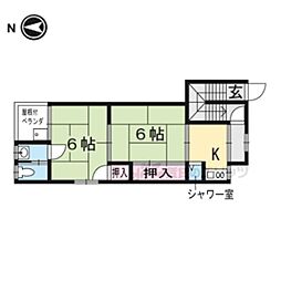 第三みやしき荘 2Kの間取図画像