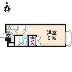 花ノ坊ハイツ 2階1Kの間取り