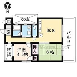 シェモワ・アサヒ 2DKの間取図画像