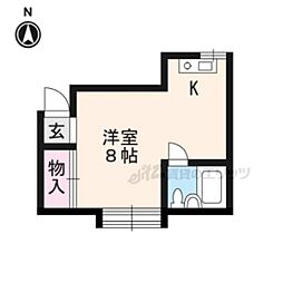 宮ノ東ハイツ ワンルームの間取図画像