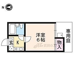 アッパーウエストサイド西賀茂 1Kの間取図画像