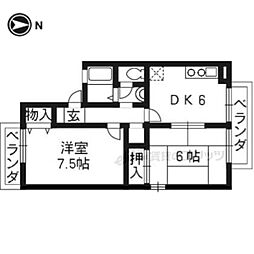 ナトゥーラ西賀茂 2DKの間取図画像