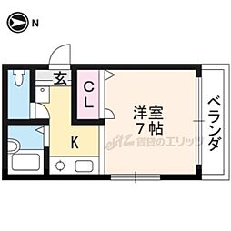 ラフイネ一乗寺 1Kの間取図画像