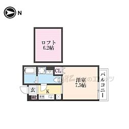 attrice大将軍 1Kの間取図画像