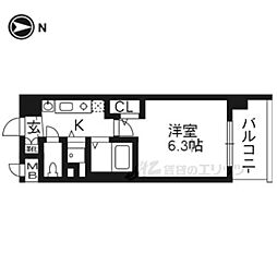 プレサンス京都修学院 1Kの間取図画像