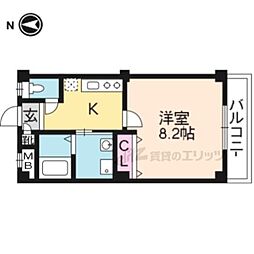 Clair弘友 1Kの間取図画像
