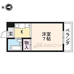 パルティール紫野 1Kの間取図画像