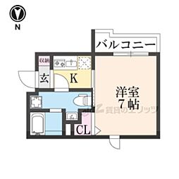 Colts一乗寺 1Kの間取図画像