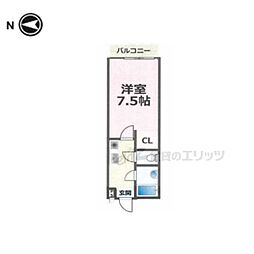 サンダ館2 1Kの間取図画像