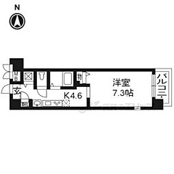 エステムコート京都河原町プレジール 1DKの間取図画像