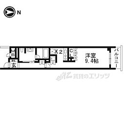 リーガル京都烏丸東 1Kの間取図画像