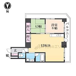 パレジット五条 2LDKの間取図画像