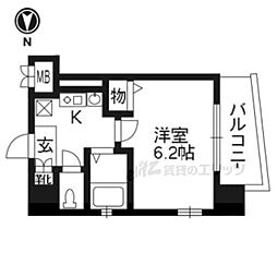ベラジオ二条城前 1Kの間取図画像