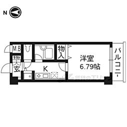 シーガル二条 1Kの間取図画像