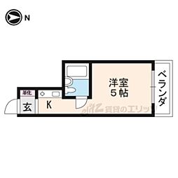 丸太町コーポ ワンルームの間取図画像