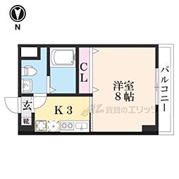 モア五条1 1Kの間取図画像