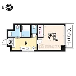 セラヴィ新丸太町 1Kの間取図画像